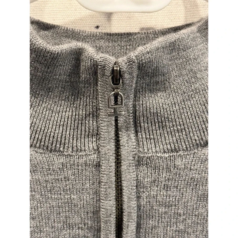 TURTLESON Mens 1/4 Zip Sweater L Gray Pullover Merino Wool Insulated Golf Logo